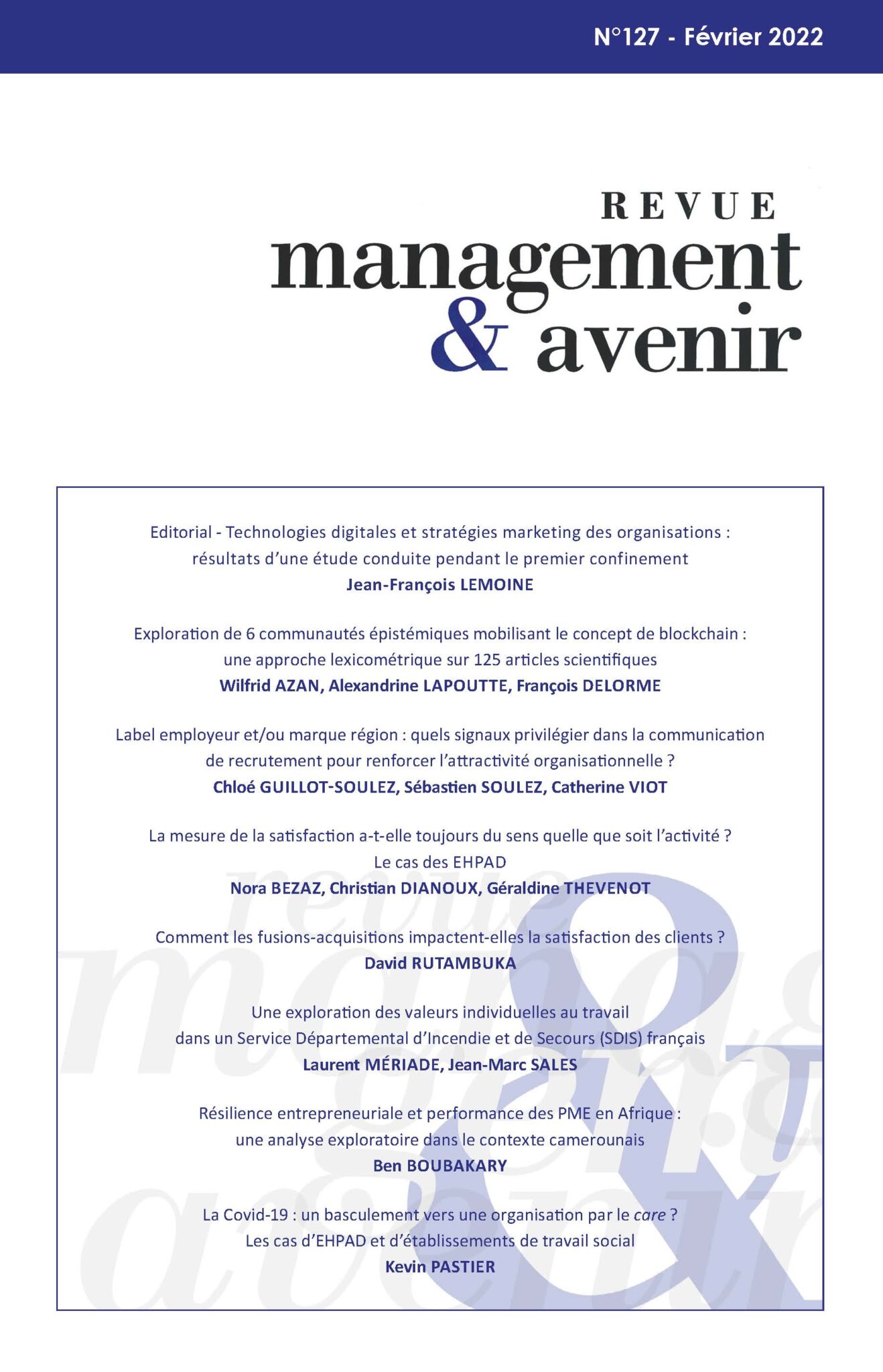 Management & avenir – N°127 | Revue Management & Avenir